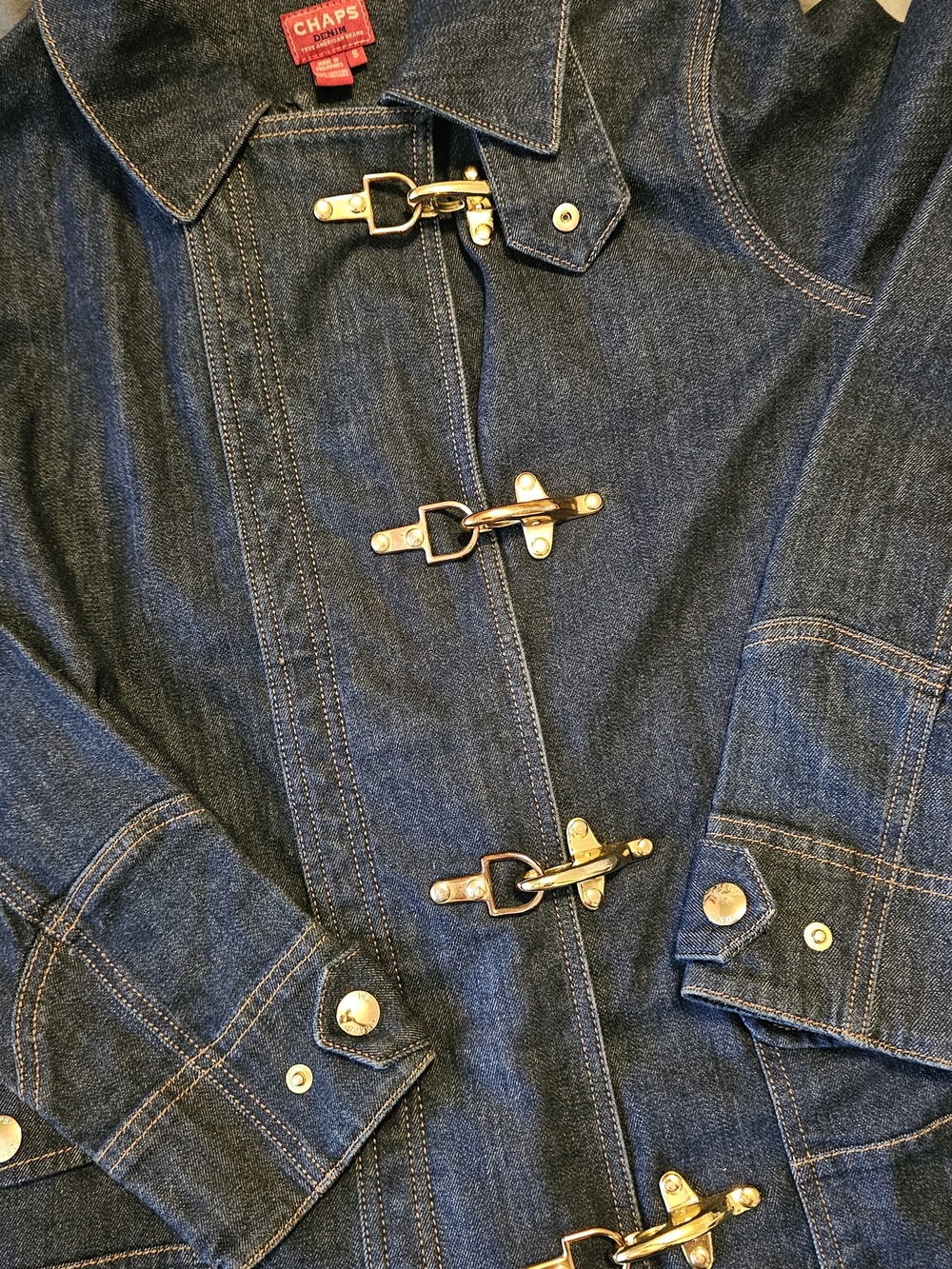 Chaps Denim Toggle-Front Women's Jacket - Dark Blue Wash